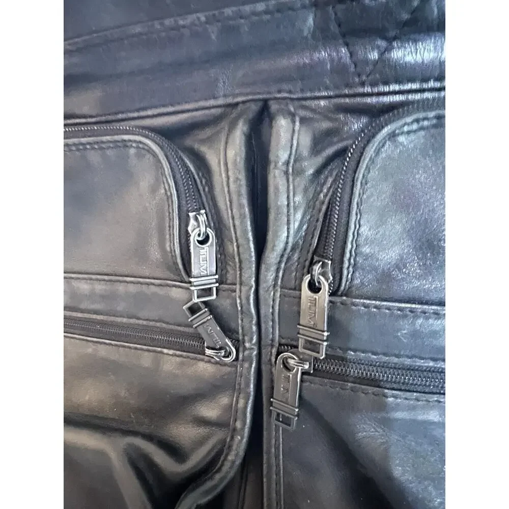 Tumi EUC Black Leather Alpha Expandable Organizer Computer Briefcase Bag Laptop
